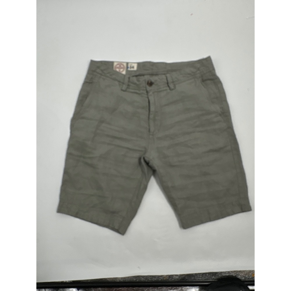 FatFace Mens Fossil Grey 100% Linen Flat Front Casual Shorts Size 34 943111